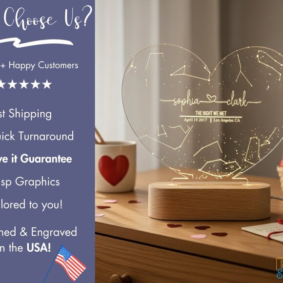 Custom Star Night Light Map | Date & Location Gift for Her | Anniversary - Picture 4 of 8